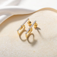Load image into Gallery viewer, Paper Clip Hoop - 18 Gold Vermeil Lab Grown Diamond Earrings
